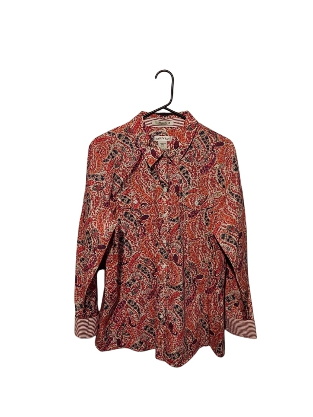 Orvis Paisley 100% Cotton Wrinkle Free Button Down Shirt 16 Garden Party Preppy - Picture 2 of 11